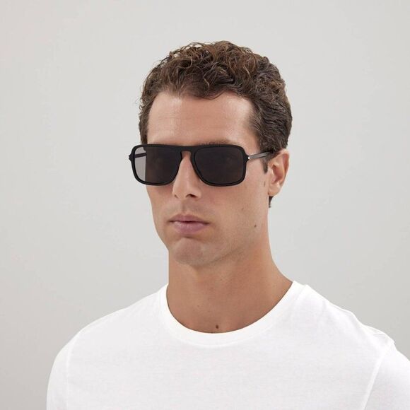 NEW Saint Laurent SL590 001 Black Aviator Unisex Sunglasses - Picture 5 of 12